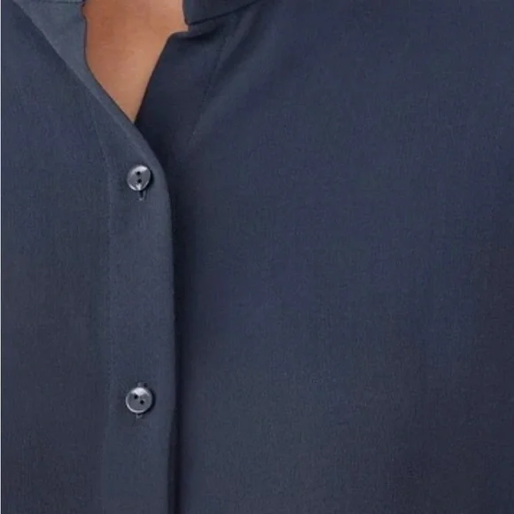 Eileen Fisher Mandarin collar, silk shirt, ocean color worn once XS - Picture 2 of 4